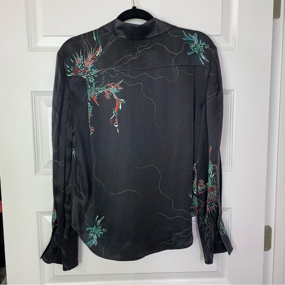New Equipment Mathilda Floral Washed Silk Ruffle Long Sleeve Blouse Womens Small - Picture 5 of 11